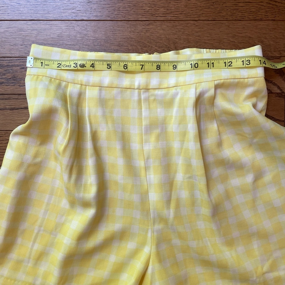 ANTHROPOLOGIE Hutch Pleated Gingham Plaid Yellow Shorts New With Tags - Picture 15 of 16